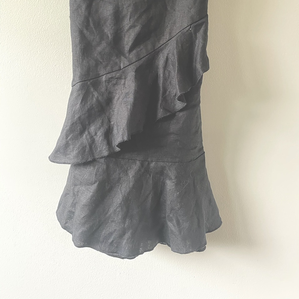 Black Strapless Ruffle Dress; size small